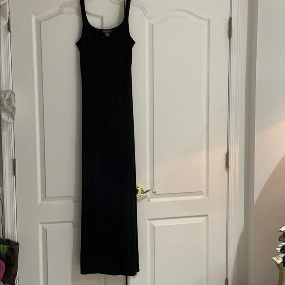 Banana Republic S black dress cream dots maxi euc